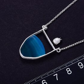 Handmade-Silver-Penguin-Agate-elephant-necklace (12)